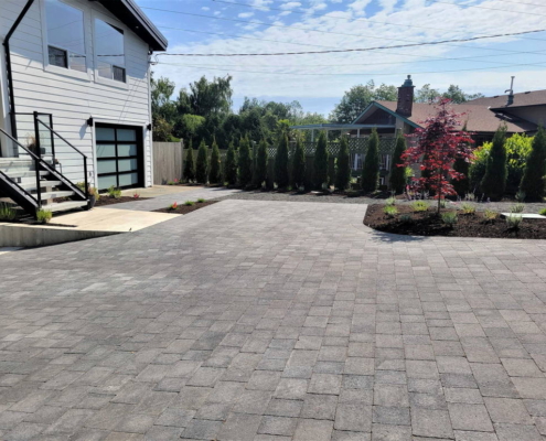 Concrete paver driveway complete