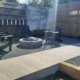 Backyard gravel and paver fire pit lounge complete