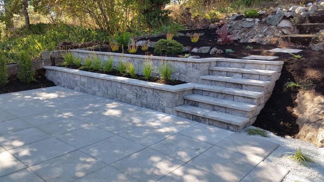 Retaining Wall Installation True Earth Landscapes Victoria Bc - How To Add Stairs A Retaining Wall