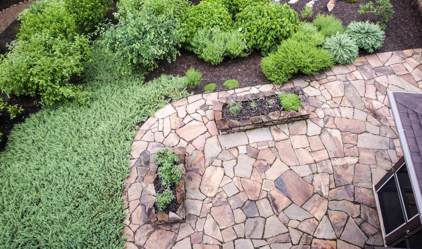 flagstone walkway bird's eye view