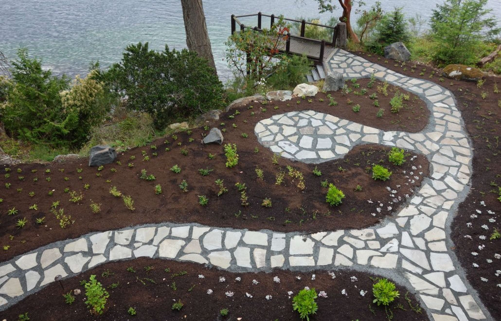 flagstone walkway on the water