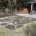 Flagstone patio installation after before pergola