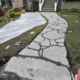 Flagstone walkway during grouting