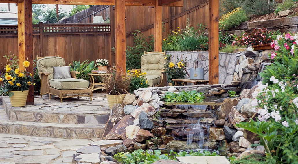 beautiful flagstone in garden area